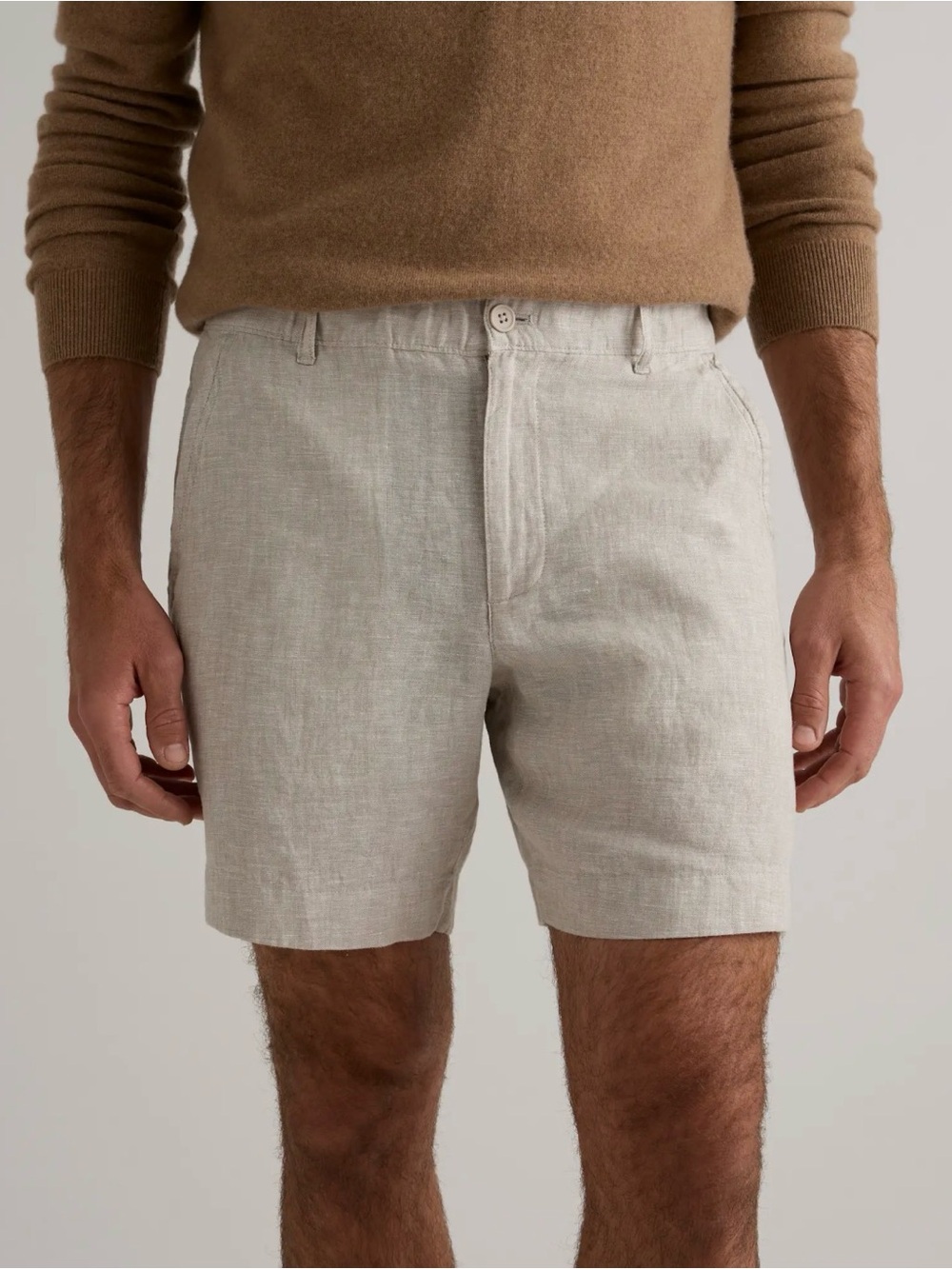 Quince Men's 100% European Linen Trouser Shorts Flax Beige 7" Inseam Small